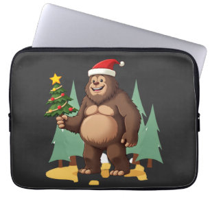 Bigfoot Christmas Tree Santa Hat (3) Laptop Sleeve