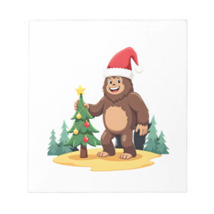 Bigfoot Christmas Tree Santa Hat (3) Notepad