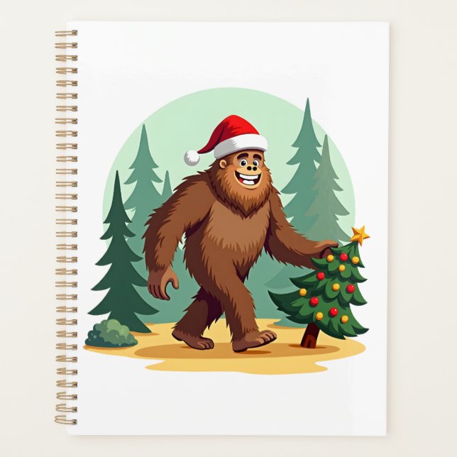 Bigfoot Christmas Tree Santa Hat (3) Planner (Front)