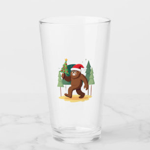 Bigfoot Christmas Tree Santa Hat (4) Glass