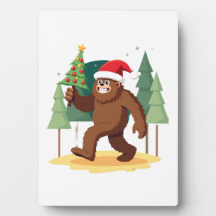 Bigfoot Christmas Tree Santa Hat (4) Plaque
