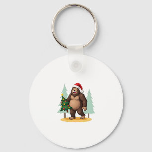 Bigfoot Christmas Tree Santa Hat (5) Key Ring