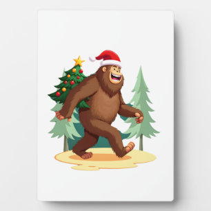 Bigfoot Christmas Tree Santa Hat (5) Plaque