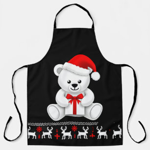 Bigfoot Christmas Tree Santa Hat Apron