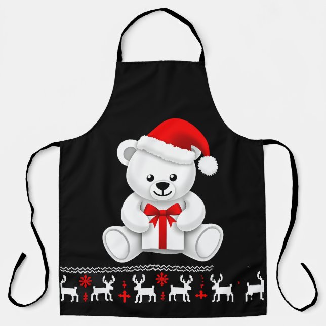 Bigfoot Christmas Tree Santa Hat Apron (Front)