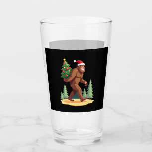 Bigfoot Christmas Tree Santa Hat Glass