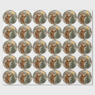 Bigfoot Christmas Tree Wrapping Paper