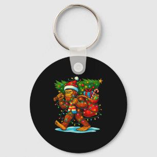 Bigfoot Christmas Tree Xmas Sasquatch Funny Lights Key Ring