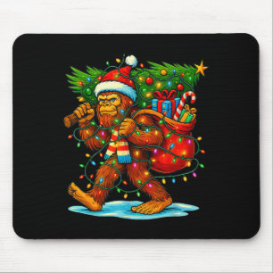 Bigfoot Christmas Tree Xmas Sasquatch Funny Lights Mouse Pad