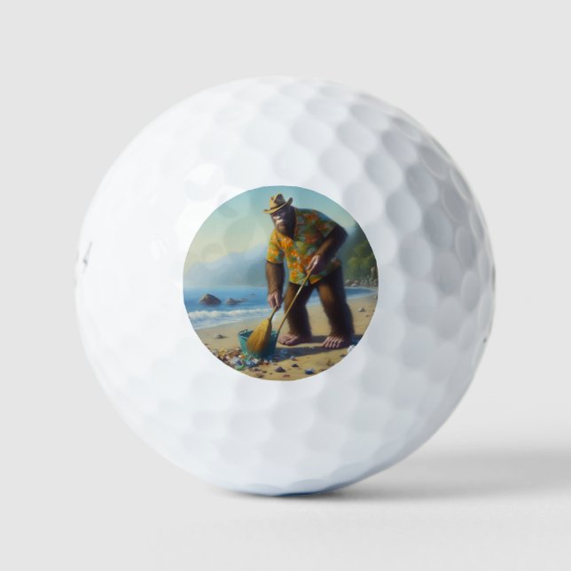 Bigfoot Cleaning Beach Golf Balls (Front)