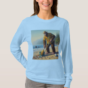 Bigfoot Cleaning the Beach T-Shirt