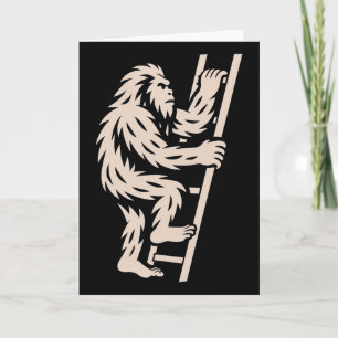 Bigfoot Climbing Ladder Funny Cryptid Sasquatch Lo Card