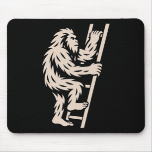 Bigfoot Climbing Ladder Funny Cryptid Sasquatch Lo Mouse Pad