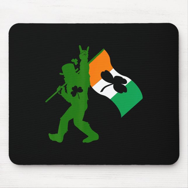 Bigfoot Clover Leaf St Patricks Day Irish Sasquatc Mouse Pad (Front)