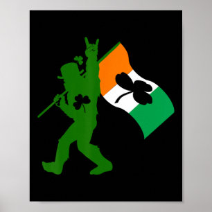 Bigfoot Clover Leaf St Patricks Day Irish Sasquatc Poster
