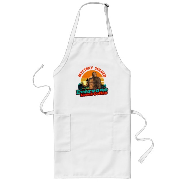 Bigfoot Coffee Mystery Solved Humour Long Apron (Front)