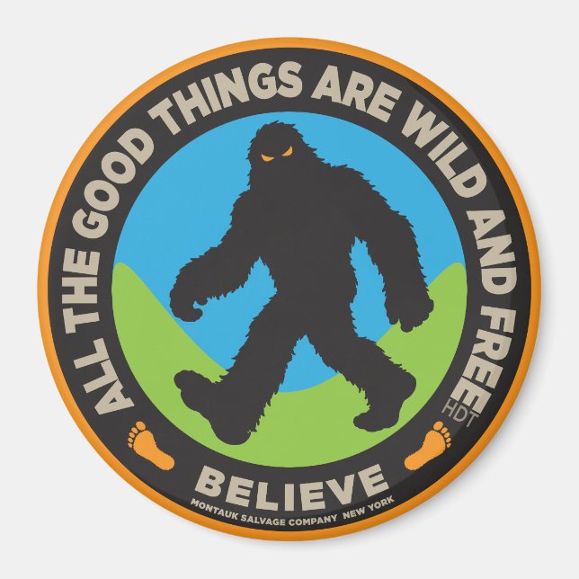 Bigfoot Coloured Button Magnet (Front)