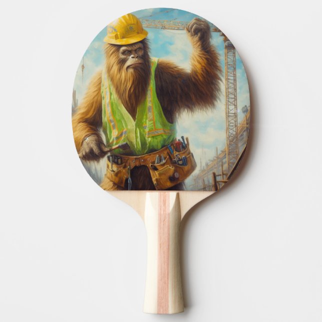Bigfoot Construction Worker Ping Pong Paddle (Front)