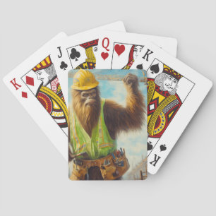 Bigfoot Construction Worker Playing Cards