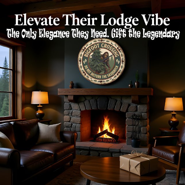 Bigfoot Crossing Sasquatch Rustic Large Clock (Creator Uploaded)