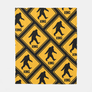 Bigfoot Crossing Signs Pattern Fleece Blanket