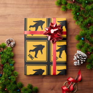 Bigfoot Crossing Signs Pattern Wrapping Paper