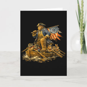 Bigfoot Crossing The Delaware Patriotic Funny 4th Card