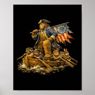 Bigfoot Crossing The Delaware Patriotic Funny 4th Poster