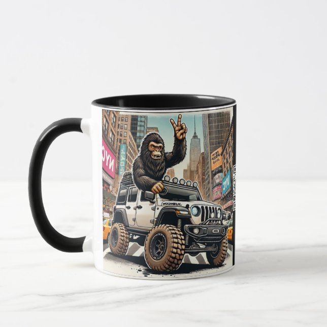 Bigfoot Cruises Through NYC in a 2024 Jeep Wrangle Mug (Left)