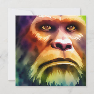 Bigfoot Cryptid Colourful Watercolor Art Invitation