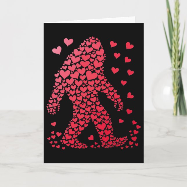 Bigfoot Cute Silhouette Heart Valentine For Men Wo Card (Front)