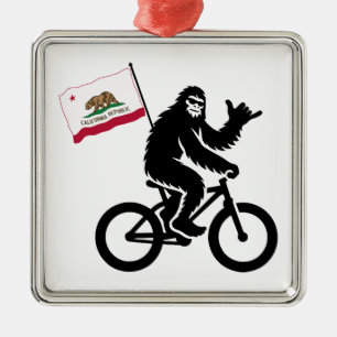 Bigfoot Cycling California Flag Metal Ornament