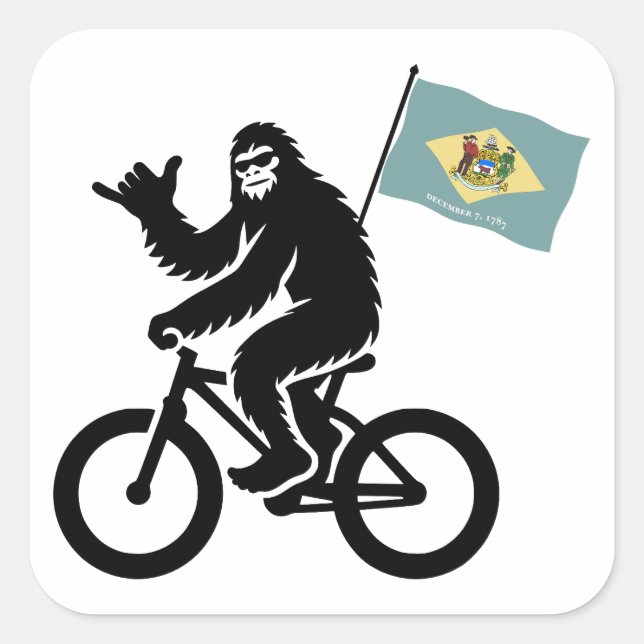 Bigfoot Cycling Delaware Flag Square Sticker (Front)