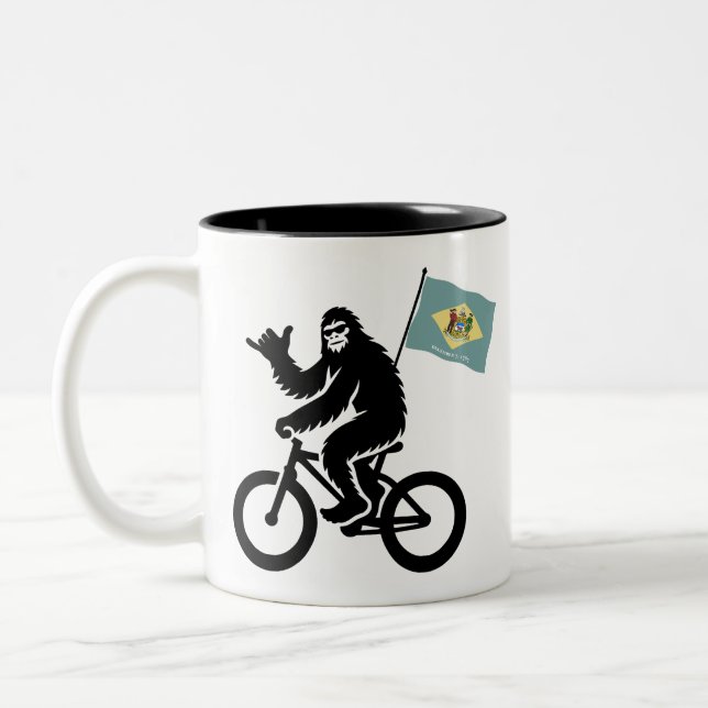 Bigfoot Cycling Delaware Flag Two-Tone Coffee Mug (Left)