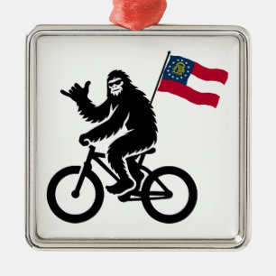 Bigfoot Cycling Georgia Flag Metal Ornament