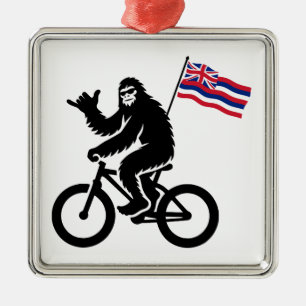 Bigfoot Cycling Hawaii Flag Metal Ornament
