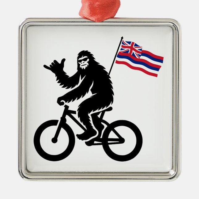Bigfoot Cycling Hawaii Flag Metal Ornament (Front)