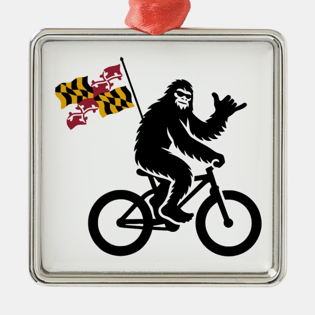 Bigfoot Cycling Maryland Flag Metal Ornament (Front)