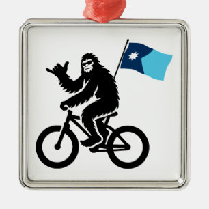 Bigfoot Cycling Minnesota Flag Metal Ornament