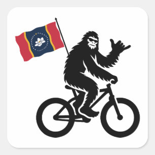 Bigfoot Cycling Mississippi Flag Square Sticker
