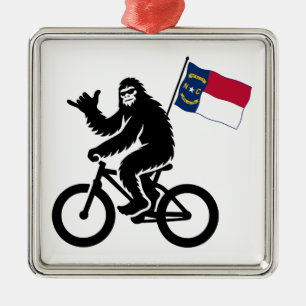 Bigfoot Cycling North Carolina Flag Metal Ornament