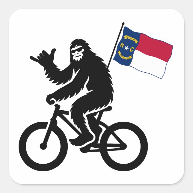 Bigfoot Cycling North Carolina Flag Square Sticker (Front)