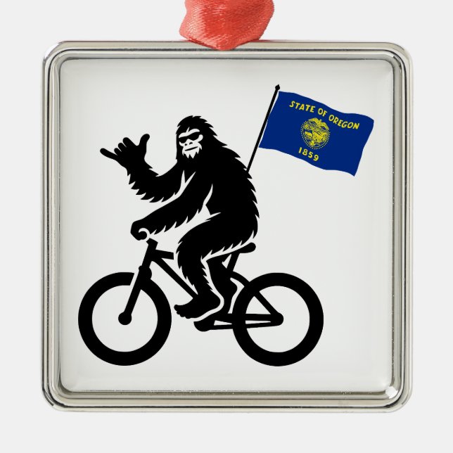 Bigfoot Cycling Oregon Flag Metal Ornament (Front)