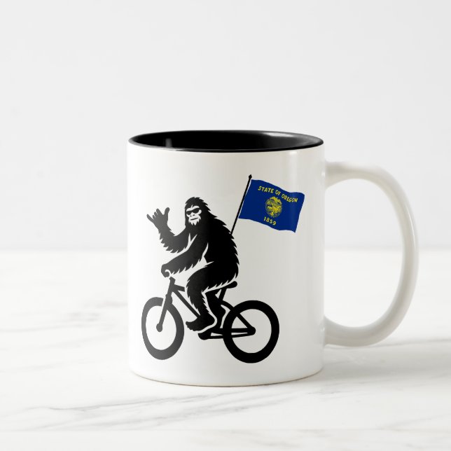 Bigfoot Cycling Oregon Flag Two-Tone Coffee Mug (Right)