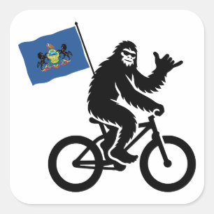 Bigfoot Cycling Pennsylvania Flag Square Sticker