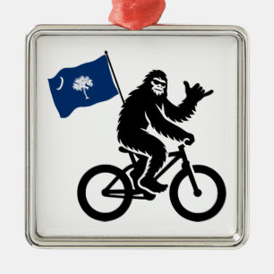 Bigfoot Cycling South Carolina Flag Metal Ornament