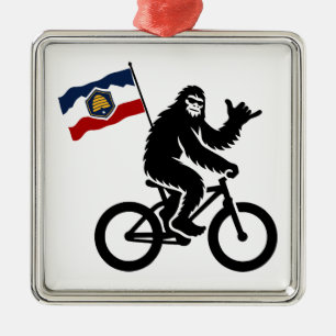 Bigfoot Cycling Utah Flag Metal Ornament
