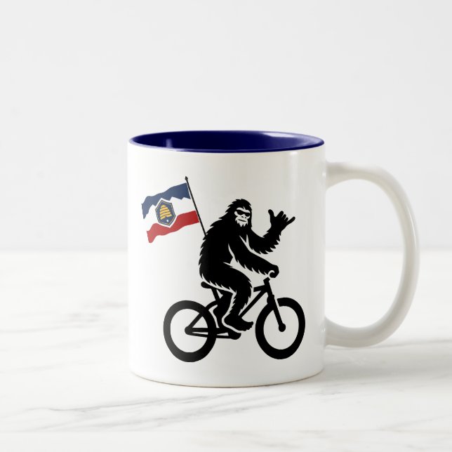 Bigfoot Cycling Utah Flag Two-Tone Coffee Mug (Right)
