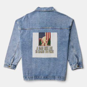 Bigfoot Dad Vintage American Flag Shirt Design_1 Denim Jacket