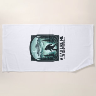 Bigfoot Dad Vintage Engraving Funny Father Shirt D Beach Towel